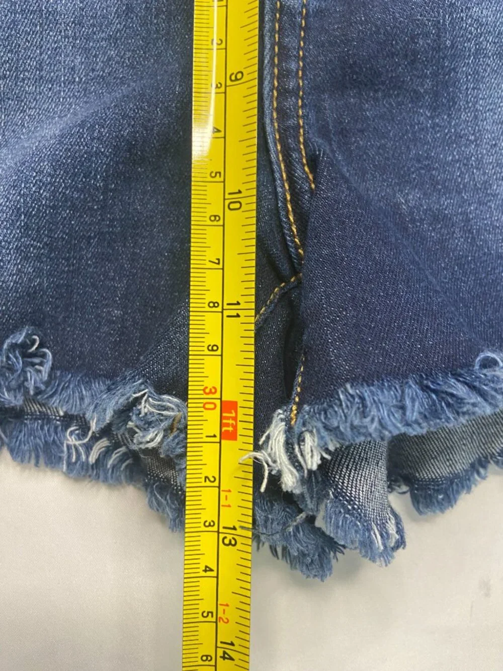 Fashion Nova S  Distressed Denim Shorts Blue Frayed Raw Hem NWOT - Picture 4 of 5